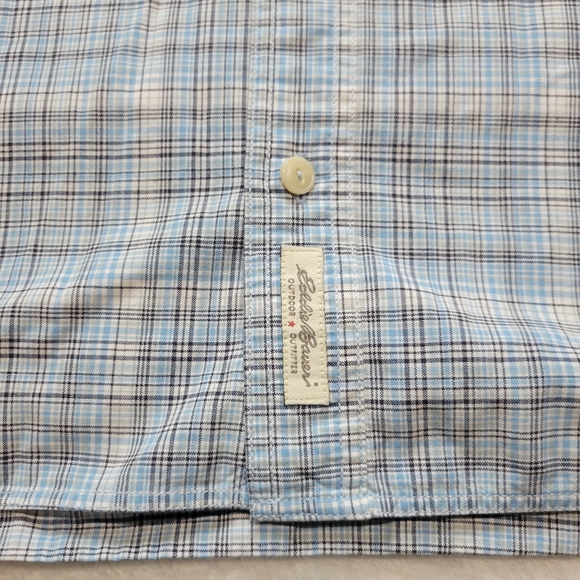 Eddie Bauer Shirt Mens XLT Lot Of 2 Button Up Plaid Blue Classic Fit Short Sleev - Picture 5 of 10